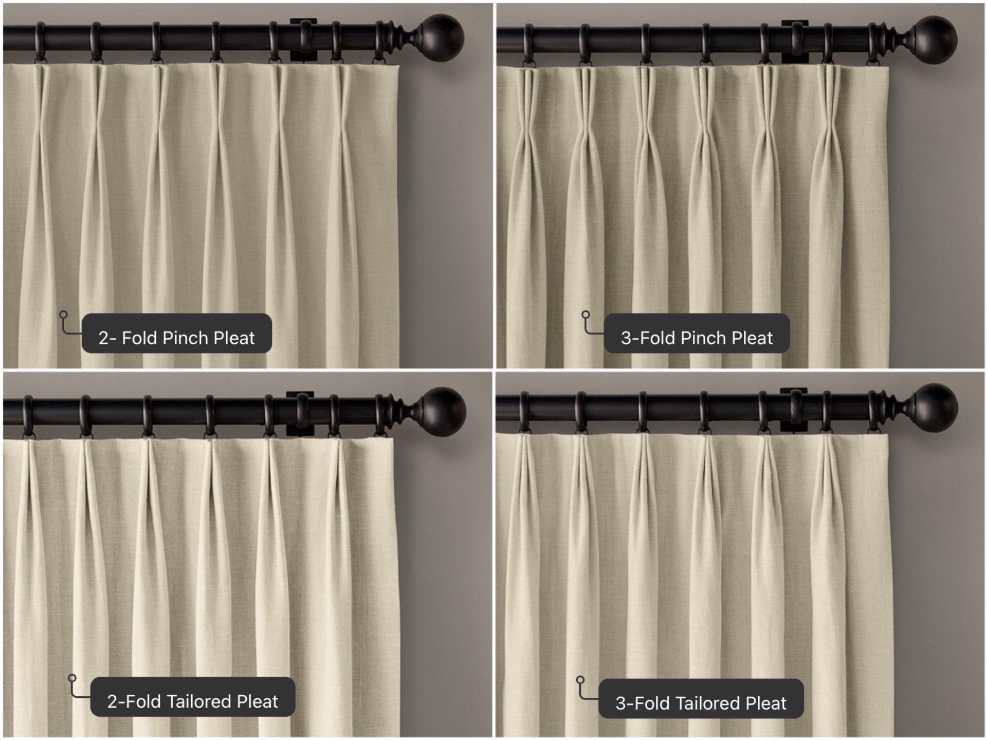 Pinch Pleat and Tailored Pleat styles