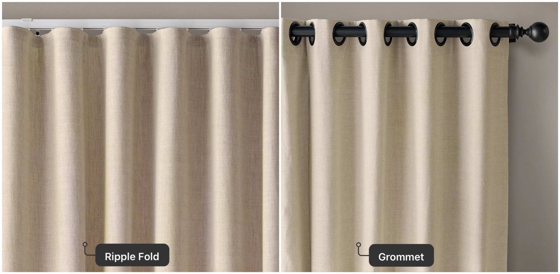 Ripple Fold and Grommet styles